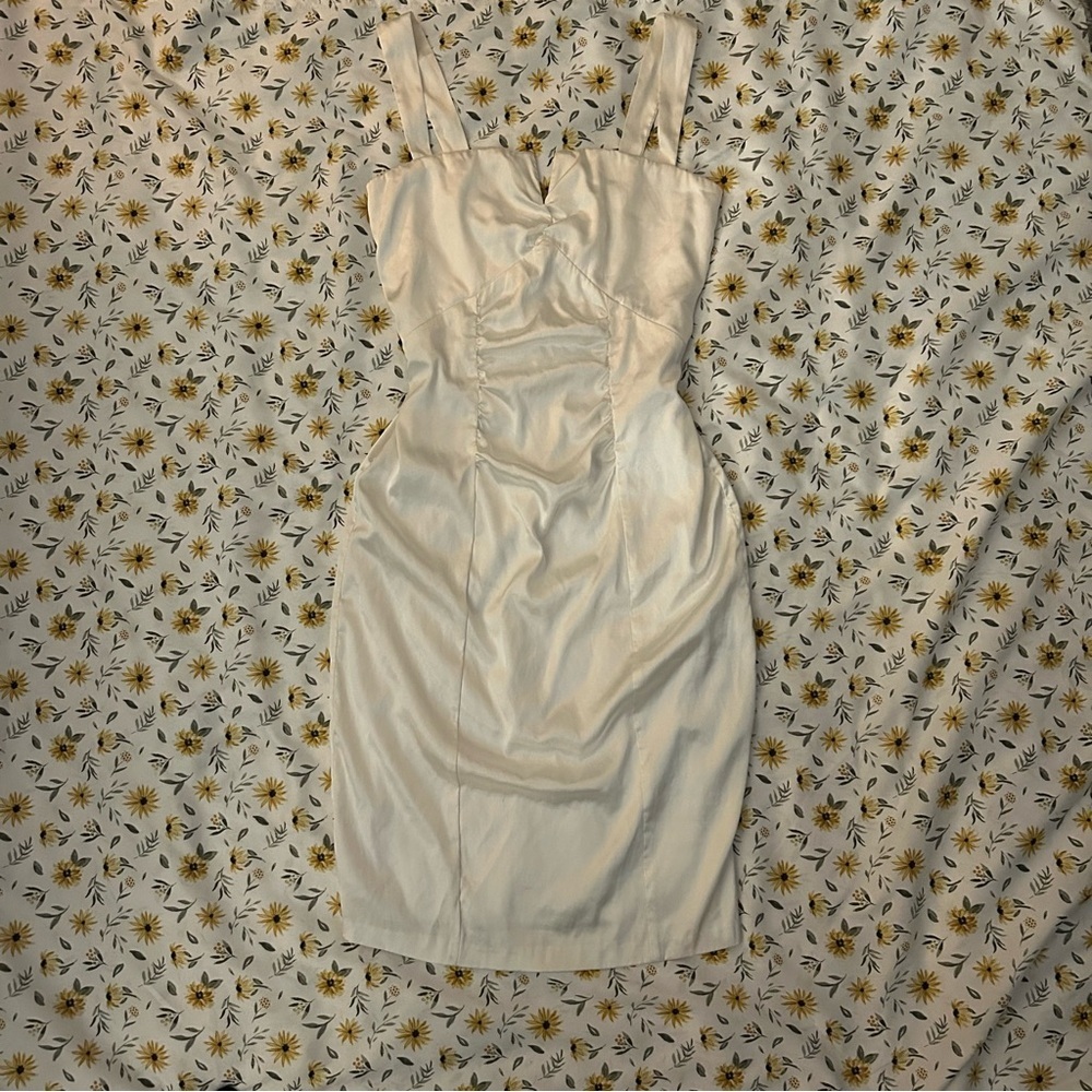 Le Chateau Elegant White Satin Dress